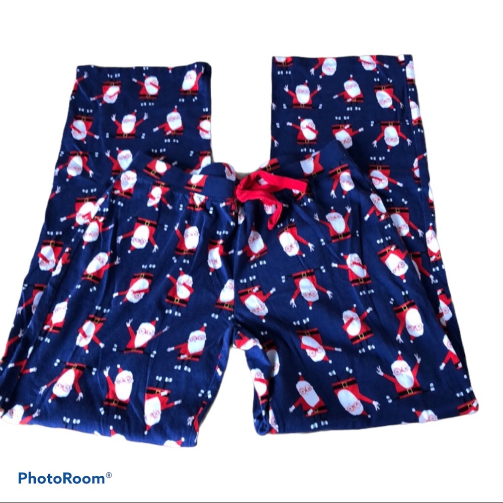 Christmas Pj bottoms Santa dancing blue Novogratz size XS pajama bottoms